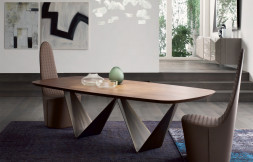 Стол в столовую Reflex Disegno Prisma 72 steel bevel wood
