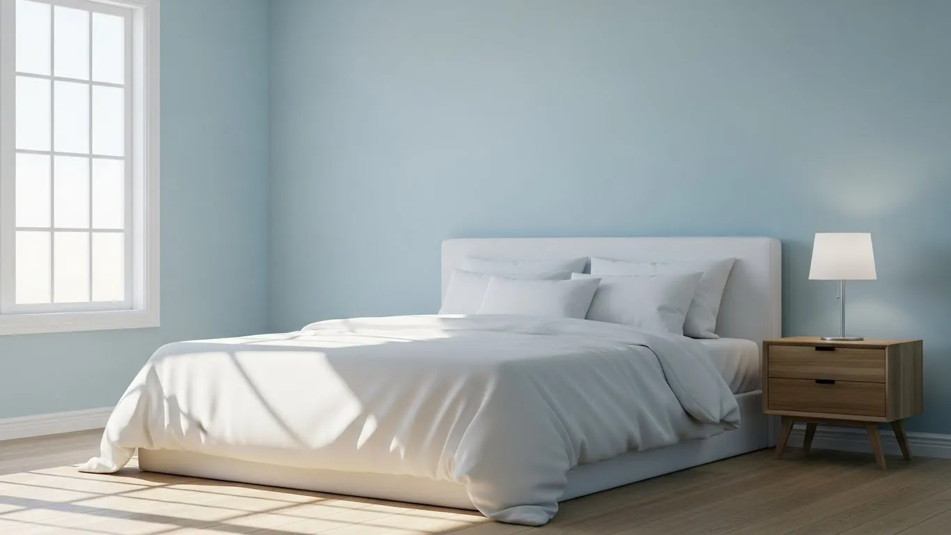 Интерьер спальни в синих тонах