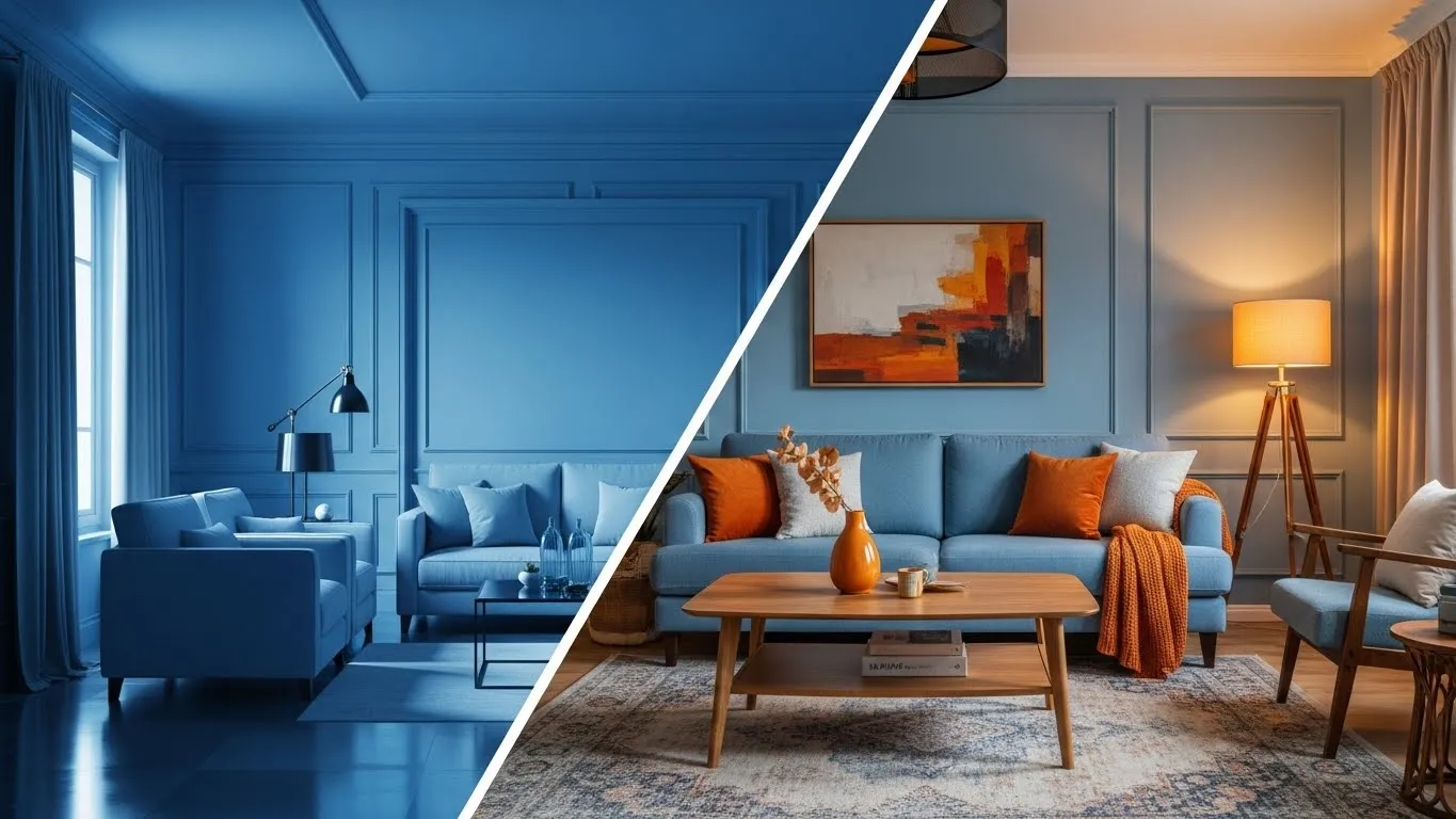 Сравнение правильных и неправильных цветовых решений