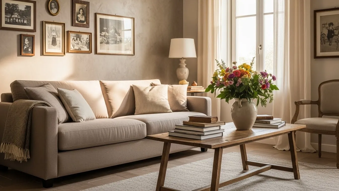 Нейтральный итальянский интерьер с личными вещами