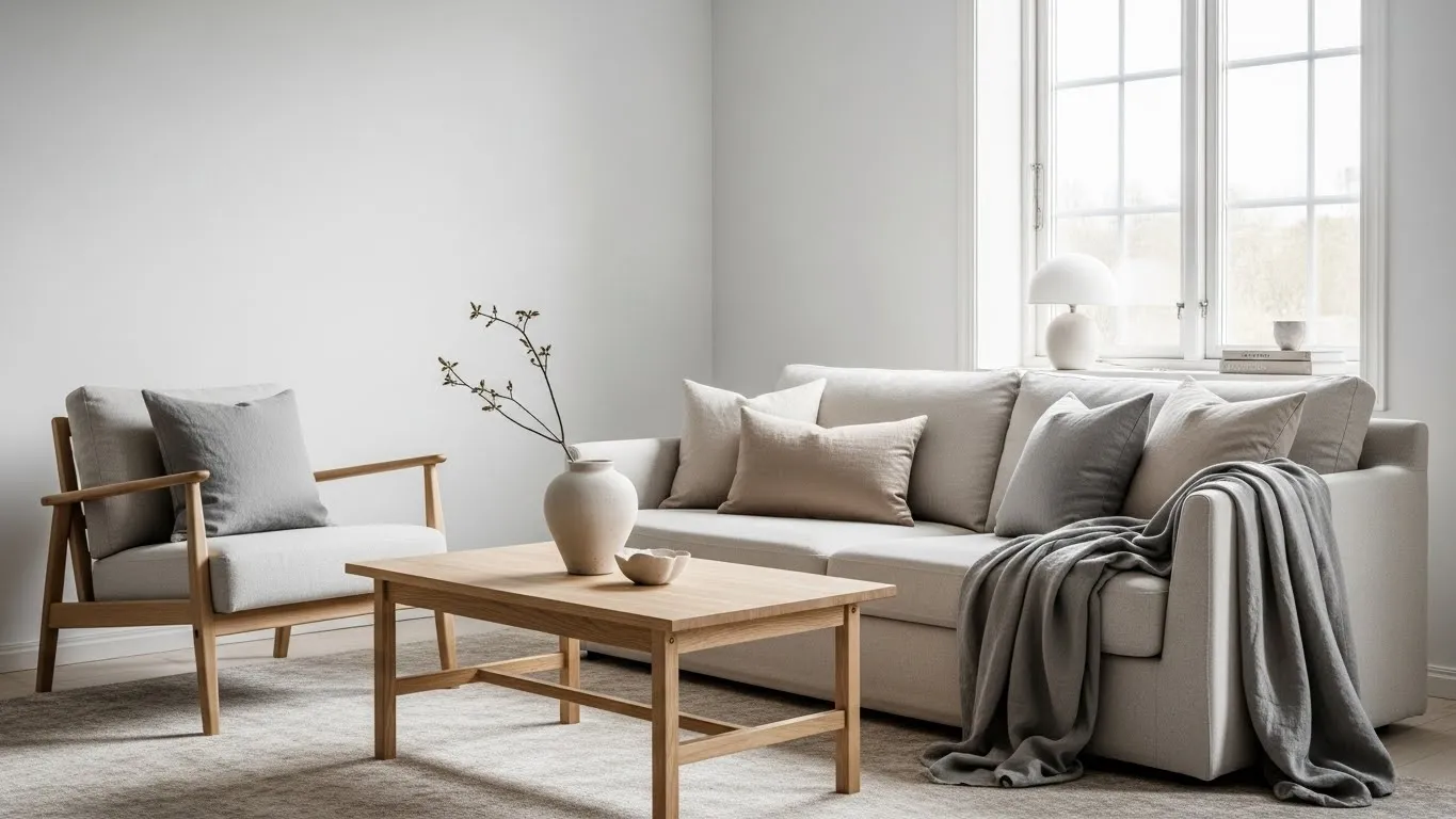 Гостиная в нейтральных бежевых тонах