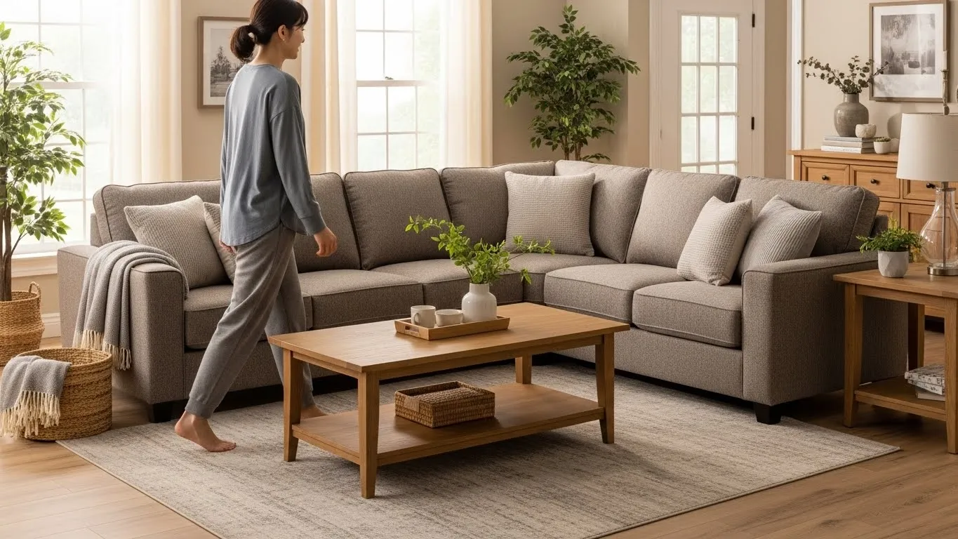 Схема пропорций и отступов для углового дивана