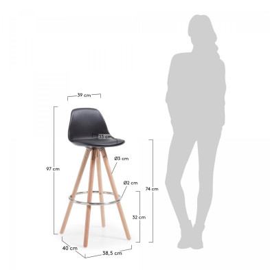 Барный стул La Forma Stag 38,5 x 40 x h97 см, чёрный
