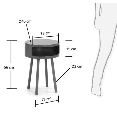 Журнальный столик La Forma Bruk диаметр 40 x h56 см, с полкой, серый