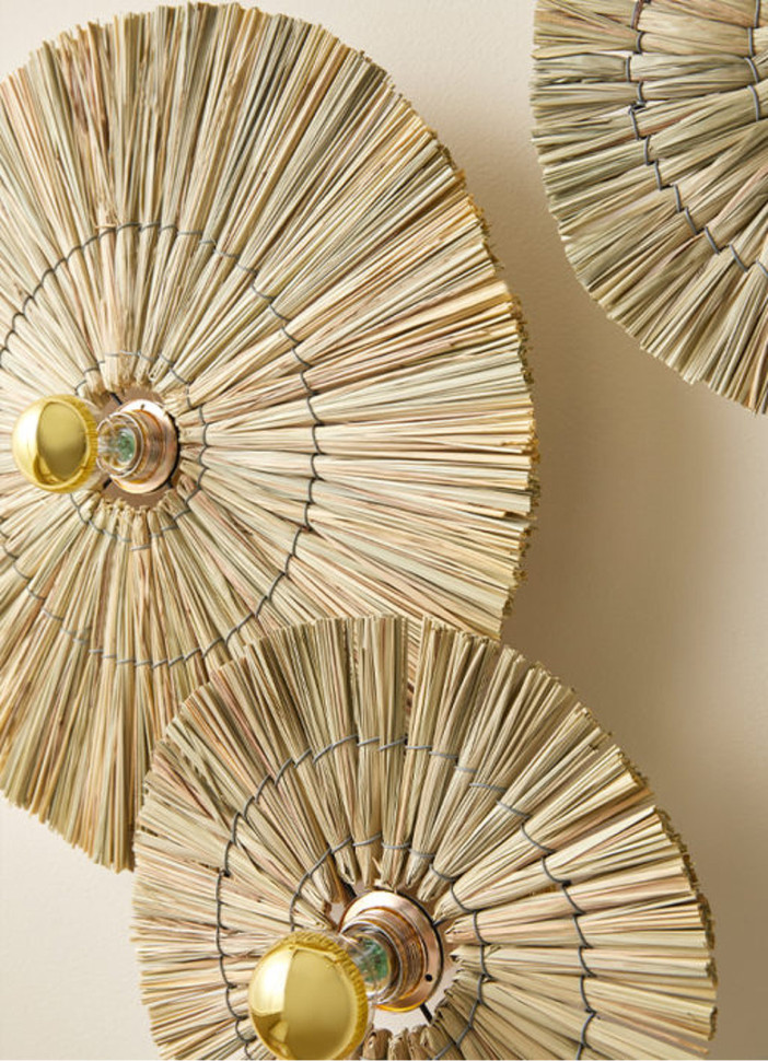 Бра Aromas Del Campo Laos диаметр 30 см, блестящее золото, солома - материал