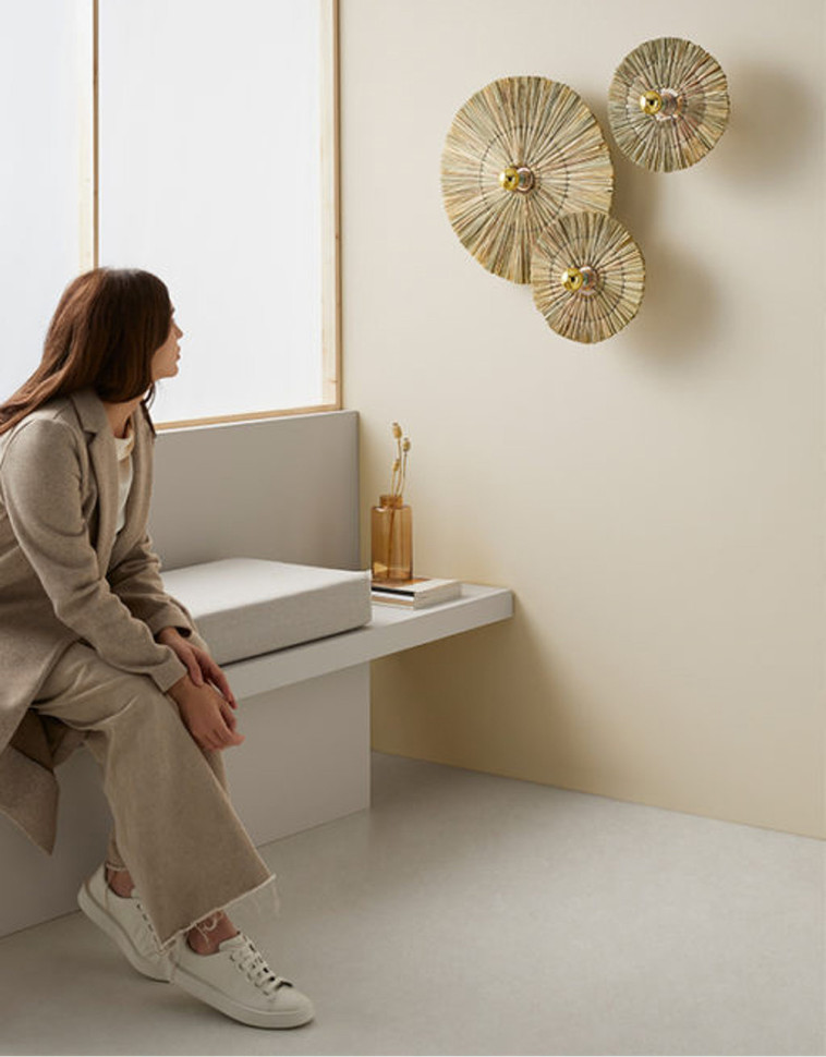 Бра Aromas Del Campo Laos диаметр 30 см, блестящее золото, солома - стиль