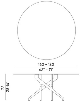 Размеры Стол Potocco Torso 837/T4