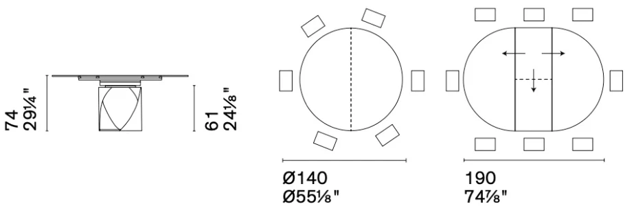 Размеры Стол Calligaris Cyclone CS4155-d-140