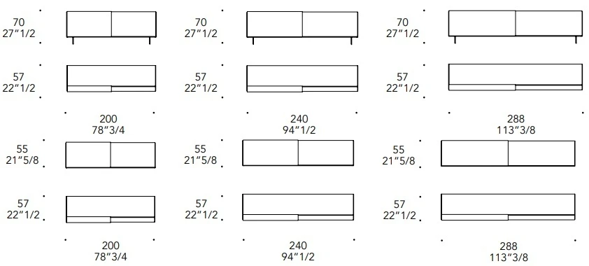 Размеры Буфет Reflex Disegno Mirage Buffet