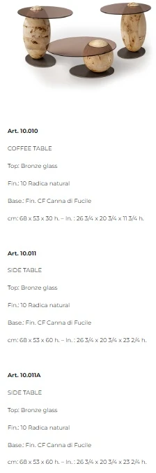 Размеры Журнальный стол Bizzotto Italia Pluff 10.010/10.011