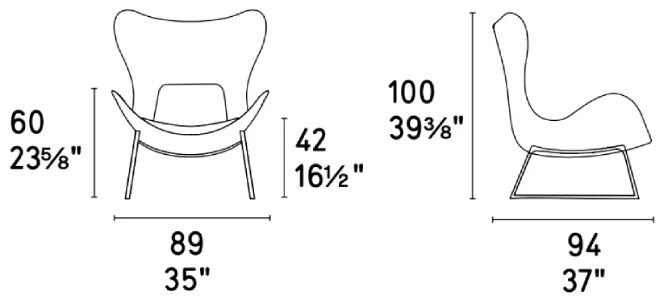 Размеры Кресло Calligaris Lazy CS3373-ma
