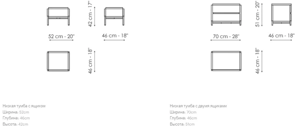 Размеры Тумбочка Bonaldo Groove