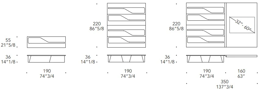 Размеры Стеллаж Reflex Disegno Segno Libreria
