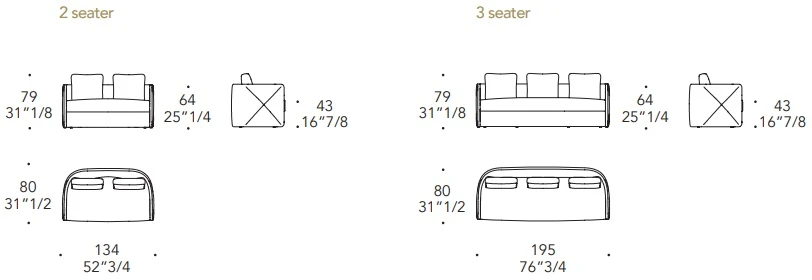 Размеры Диван Reflex Disegno / Glamour Aura Sofa