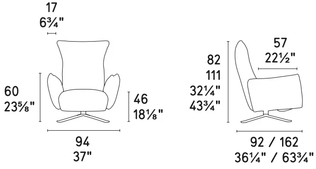 Размеры Кресло Calligaris Polse CS3428