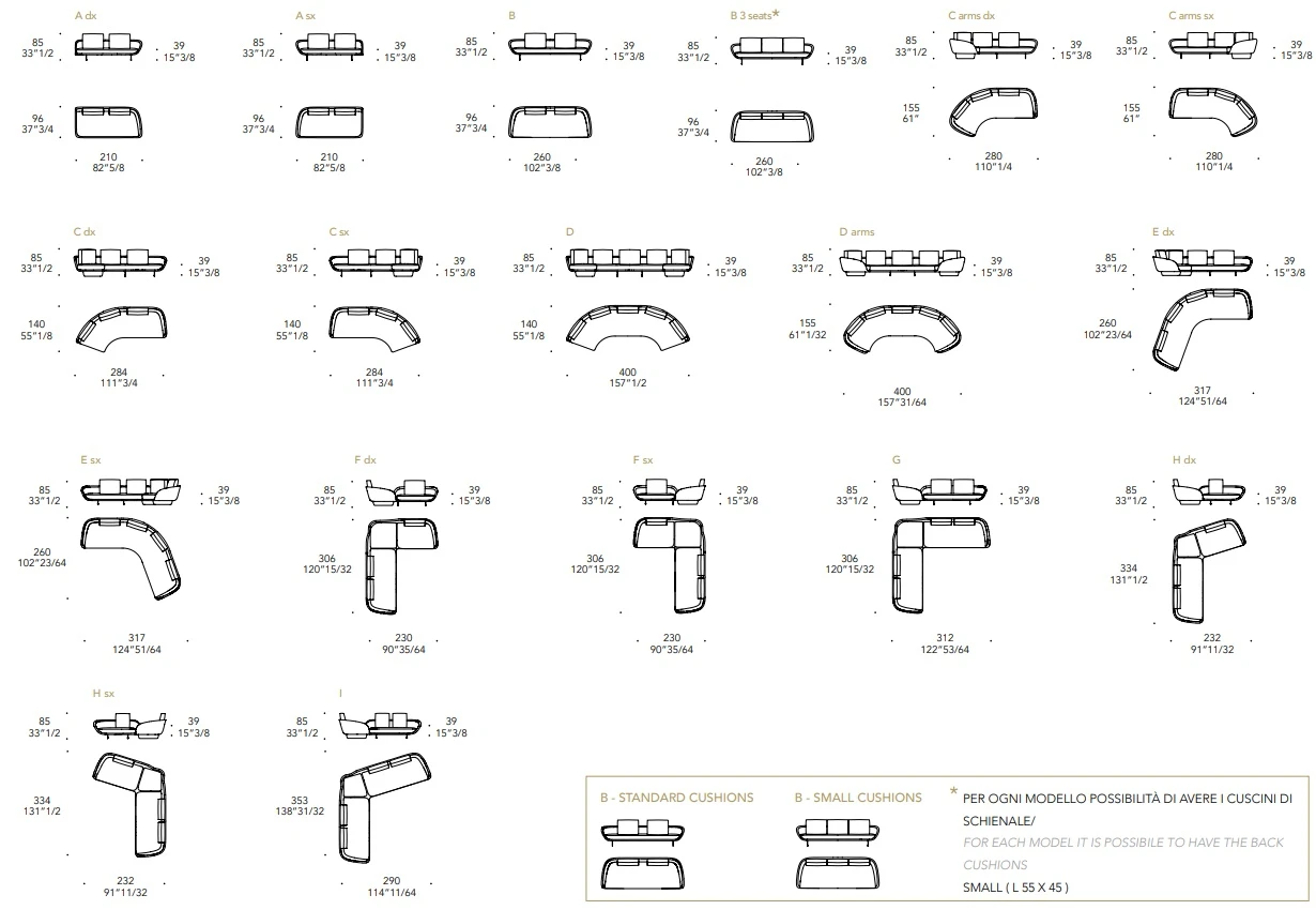 Размеры Диван Reflex Disegno Segno Sofa