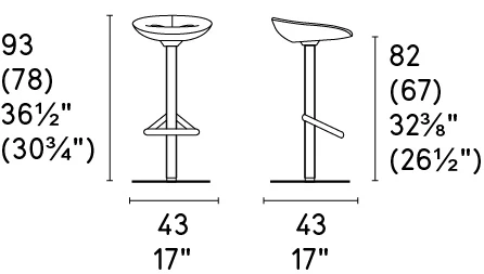 Размеры Барный стул Calligaris Palm CS1827