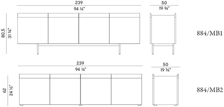 Размеры Буфет Potocco Avant 884/MB2-884/MB1