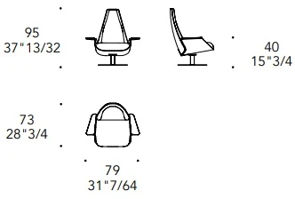 Размеры Кресло Reflex Disegno Minerva Poltrona