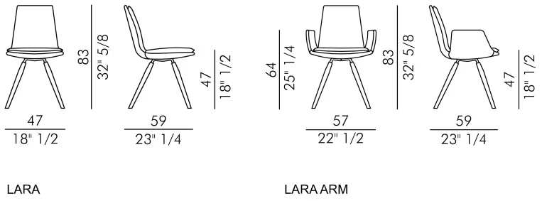 Размеры Стул Eforma Lara trespolo legno