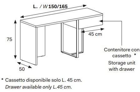 Размеры Письменный стол Novamobili Desk