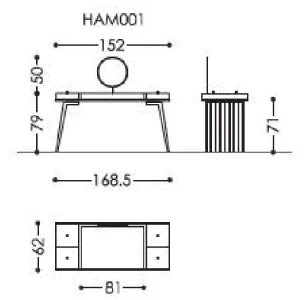 Размеры Туалетный столик Asnaghi Hamptons metal