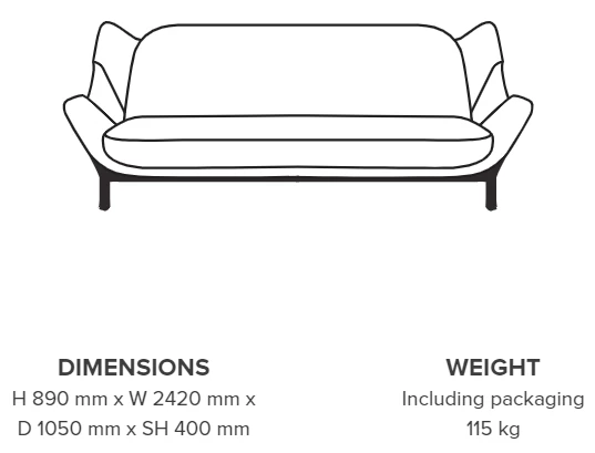 Размеры Диван Clam Dubreil &amp; Pilato Ligne roset