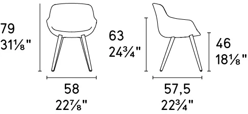Размеры Стул Calligaris Igloo CS1810