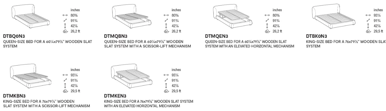 Размеры Кровать Calligaris Noa CS6090