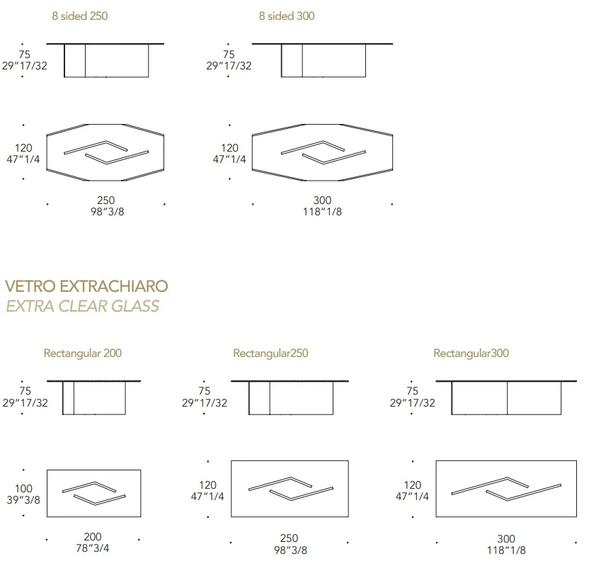 Размеры Стол Reflex Disegno Cubitum 72