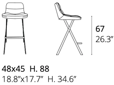 Размеры Барный стул Ozzio design Milo S503