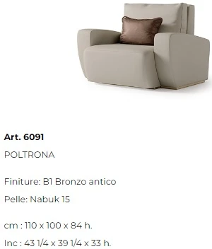Размеры Кресло Bizzotto Italia Dune 6091