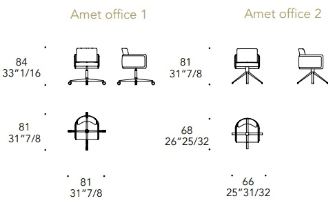 Размеры Офисное кресло Reflex Disegno Amet Ufficio