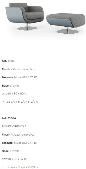 Размеры Кресло Bizzotto Italia Plume 6106/6106A