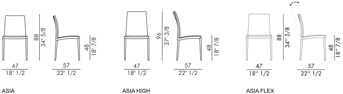 Размеры Стул Eforma Asia 4 gambe metallo