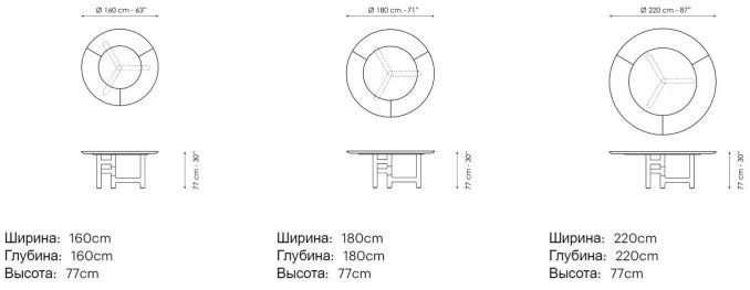 Размеры Стол в столовую Bonaldo Pivot ST