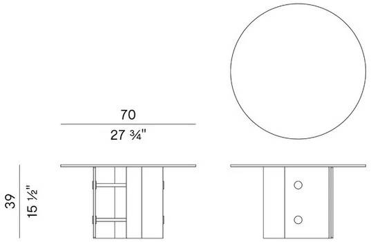 Размеры Журнальный стол Potocco Double L Glaze 952/TVMC-70