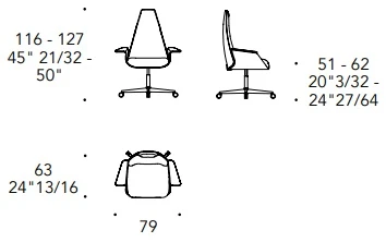 Размеры Офисное кресло Reflex Disegno Minerva Office Direzionale