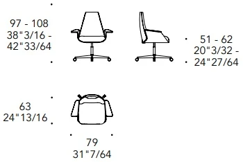 Размеры Офисное кресло Reflex Disegno Minerva Office Low