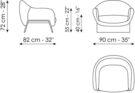 Размеры Кресло Bonaldo Boolean