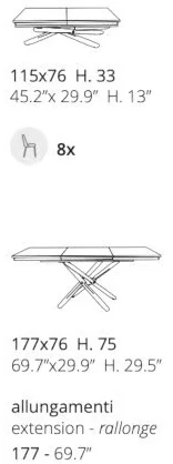 Размеры Журнальный стол Ozzio design Jolly T133