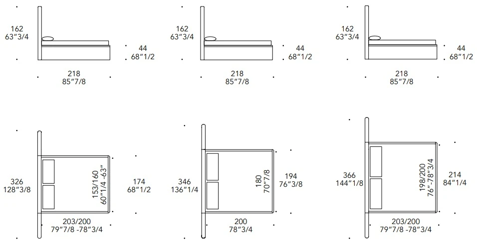 Размеры Кровать Reflex Disegno / Glamour Plisse XL letto