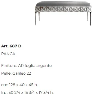 Размеры Банкетка Bizzotto Italia Diamond 687D