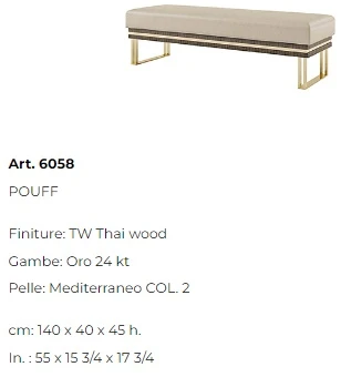 Размеры Банкетка Bizzotto Italia Infinity 6058