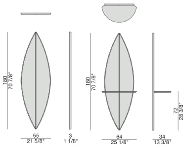 Размеры Зеркало Porada Surf