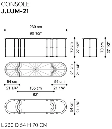 Размеры Консоль Jumbo Collection Lumiere