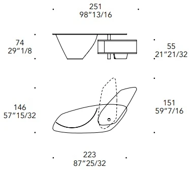 Размеры Письменный стол Reflex Disegno Vele Scrivania