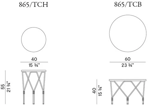 Размеры Журнальный стол Potocco Weld 865/TCH-865/TCB