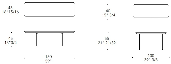 Размеры Банкетка Reflex Disegno Monolite Panca