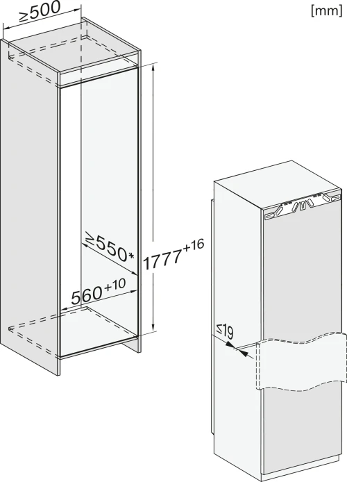 Размеры Морозильник Miele FNS 7794 D L